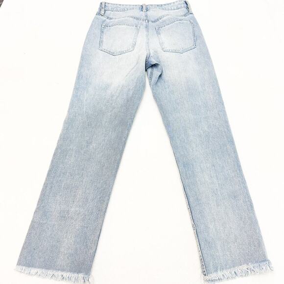 TGLA Light Wash Denim Jeans Raw Hem Straight Leg Button Fly Size 24 - Picture 3 of 8